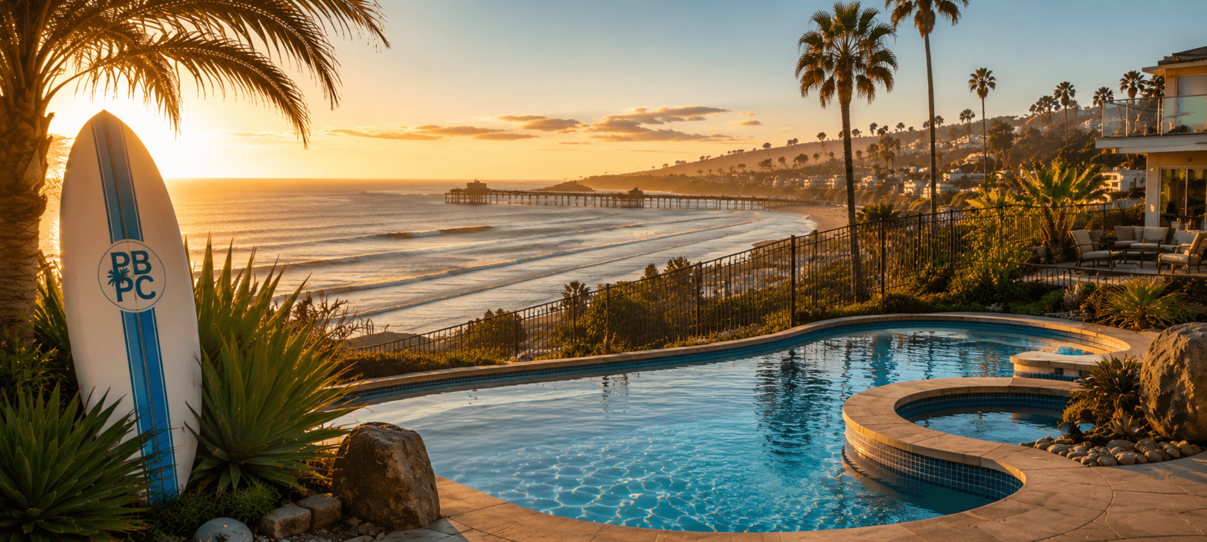 Clean backyard swimming pool in Pacific Beach, California